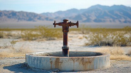 Fototapeta premium A desert well stands as a symbol of spiritual sustenance and divine provision in the midst of barren land, offering hope and strength in the harshest of environments, reminding of faith