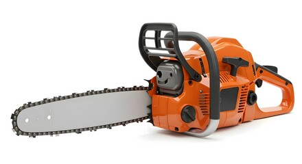 Orange Chainsaw with Silver Bar and Black Handguard, Studio Shot