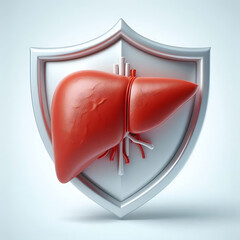  human liver protection  sheald on white background