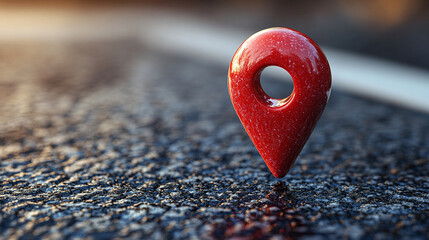 A glossy red location pin hovers over a stark white plane, creating a minimalist and modern aesthetic with a soft shadow beneath. The vibrant pop of color symbolizes precision and direction.

