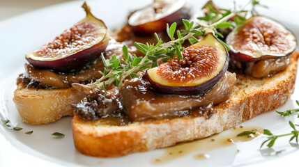 A French-inspired foie gras dish with fig compote and brioche toast.