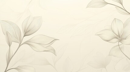 Elegant Floral Art with Delicate Line Drawings on Cream Background, Featuring Graceful Leaves and Blossoms in a Sophisticated and Stylish Design