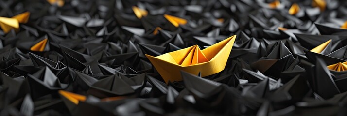 Origami boats, dark and light