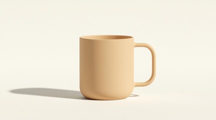 Beige mug mockup, studio shot, minimalist design, empty interior