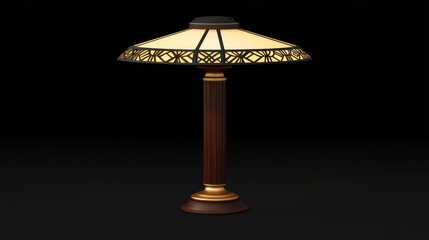 Art Deco Table Lamp on Black Background
