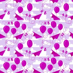 Birthday party seamless pattern for wrapping paper and fabrics and linens and kids clothes print
