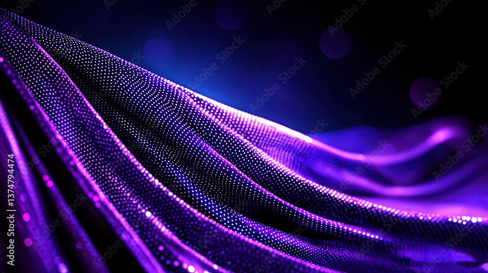 Aufkleber a close-up of a purple and black background with a blurry image of a line of lights in the backgroun