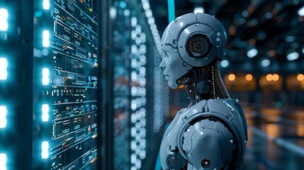 Fototapeta premium Exploring advanced AI technologies for data analysis and business intelligence in modern environments