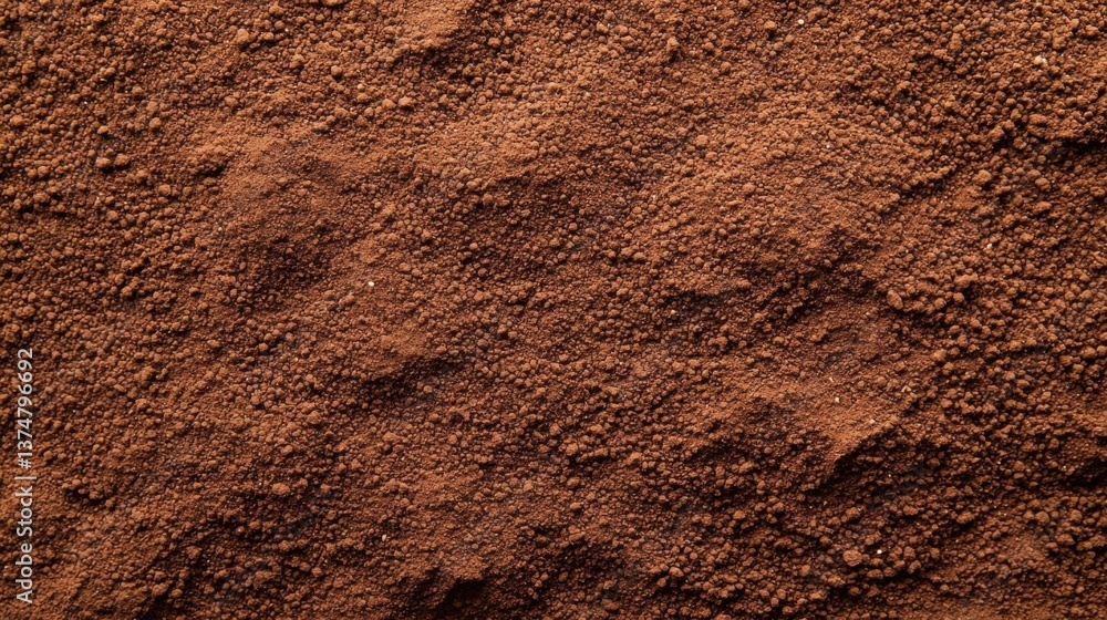 Poster close-up of a pile of soil. the soil appears to be freshly ground and has a reddish-brown color. the