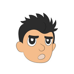 Young man with crying face cartoon character