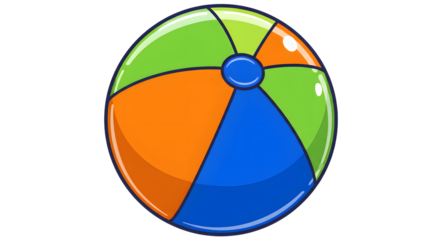 Cartoon Beach Ball with Orange Green and Blue Colors Isolated