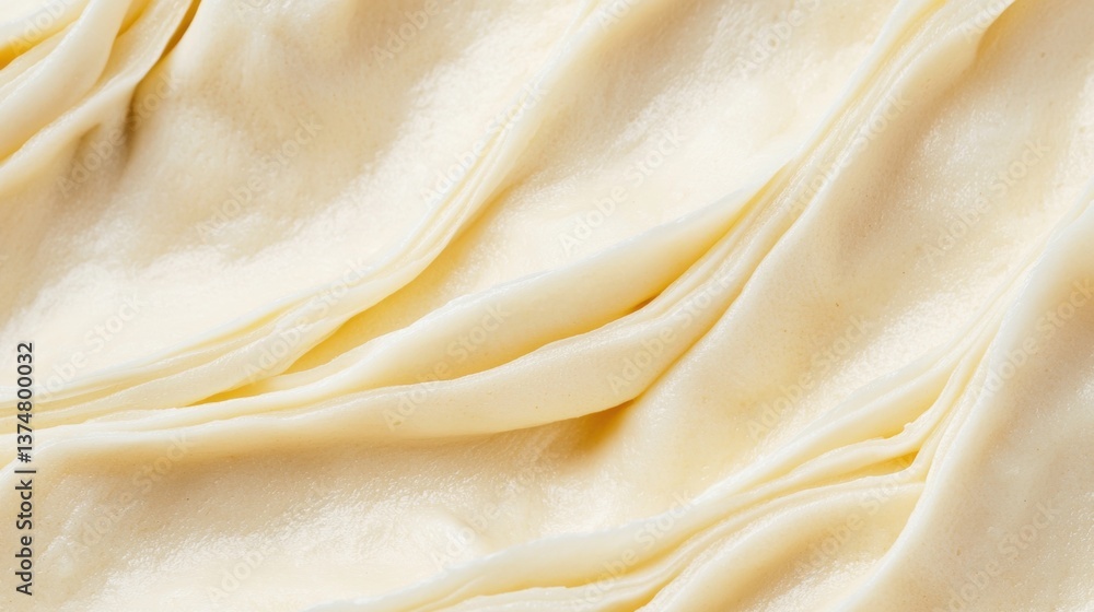 Poster close-up of a smooth, creamy texture. the texture appears to be made up of thin, wavy lines that cre