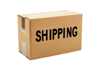 Shipping box with tape ready for delivery isolated on transparent background