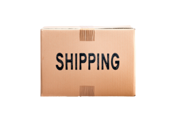Shipping box with tape ready for delivery isolated on transparent background