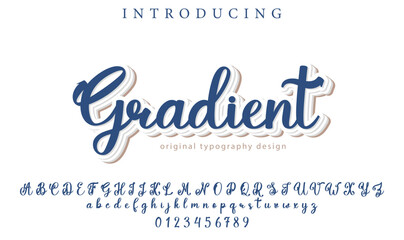Gradient Font Stylish brush painted an uppercase vector letters, alphabet, typeface