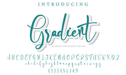 Gradient Font Stylish brush painted an uppercase vector letters, alphabet, typeface