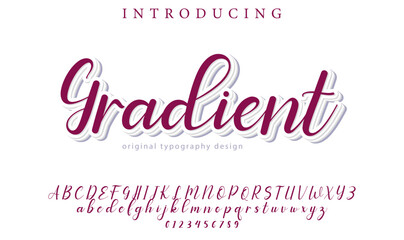 Gradient Font Stylish brush painted an uppercase vector letters, alphabet, typeface