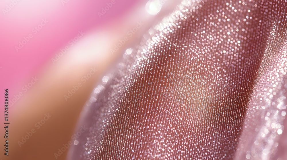 Poster shimmering metallic rose gold texture with glitter particles in macro shot creates luxurious abstrac