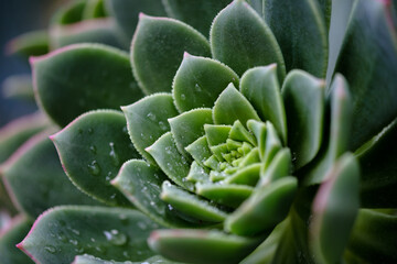 raindrops on a green succulent plant