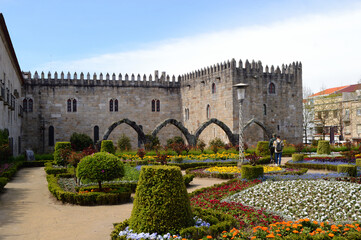 Santa Barbara Garden and Braga Medieval Palace, located in the city center of Braga, in the Minho...