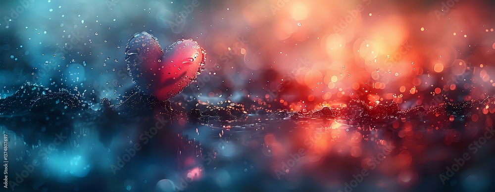 Aufkleber magical abstract background with glowing red and blue bokeh lights creating dreamy atmosphere. blurr