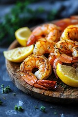 Garlic and lemon seasoned shrimp as a flavorful appetizer.
