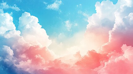 Pastel hues paint the sky, with clouds forming shapes that add depth and a calming vibe, ideal for creative and motivational projects.