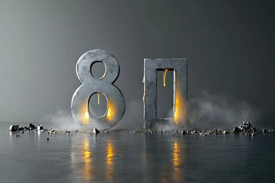 Melting metal 8d sculpture with smoky ambient lighting