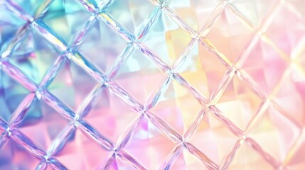Fototapeta premium Delicate crystal formations radiating soft pastel colors, generating mesmerizing iridescent and holographic visual texture for contemporary design projects
