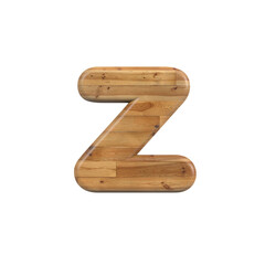 Wood letter Z - Lower-case 3d pine font isolated on white background. This alphabet is perfect for creative illustrations related but not limited to Decoration, nature, wood...