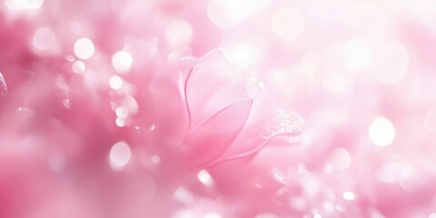 Pink bokeh from cherry blossoms in spring, soft focus and sparkling light creates a dreamy atmosphere.