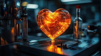 Revealing the mysteries of a glowing glass heart in a lab setting