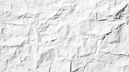 Crumpled white paper creating textured abstract background, highlighting intricate wrinkles and surface variations for graphic design and creative applications