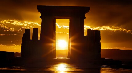 Fototapeta premium Majestic Sunset Over Ancient Assyrian Ruins of Nineveh and Nimrud