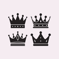 King crown silhouette hand drawing illustration