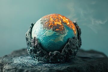 A global representation showing an illustration of earth on fire