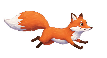 Obraz premium Cartoon Fox Running Animation Illustration with Orange Fur and Happy Expression