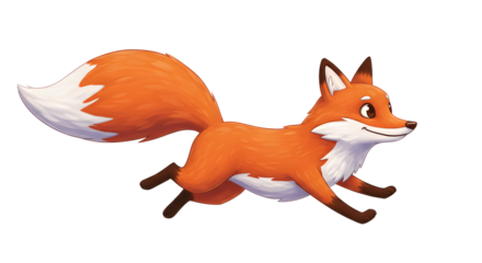Cartoon Fox Running Animation Illustration with Orange Fur and Happy Expression