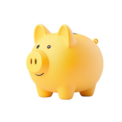 isolated transparent Background. cheerful yellow piggy bank icon with minimalist design, perfect for savings