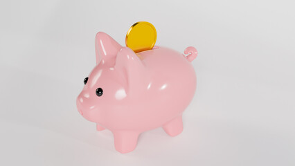 A image of a pink piggy bank with a gold coin, conveying the message of saving money and investing for the future.