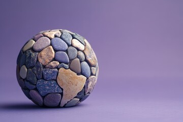 A sphere constructed from numerous smooth stones arranged aesthetically together
