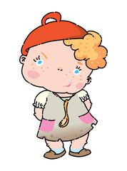 Runaway oatmeal girl character with lid hat and spoon Runaway oatmeal girl character with lid hat and spoon pendant  