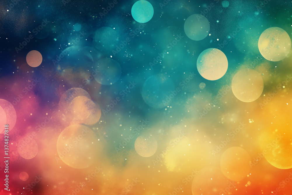 Aufkleber colorful abstract cosmic background with bokeh effect and stardust texture