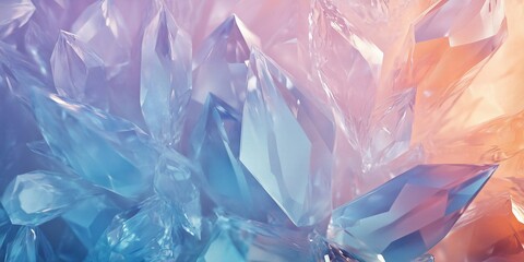 Abstract Digital Art Background with Array of Crystalline Structures in Gradient Hues