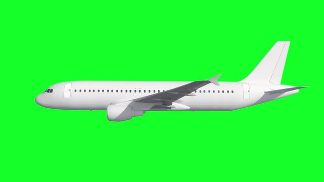 Realistic Airplane Animation on Green Screen - Side View
