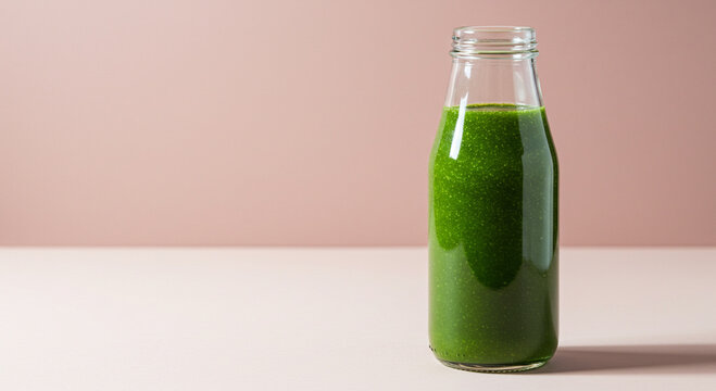 vibrant jar of green smoothie
