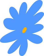 Fototapeta premium Hand Drawn Blue Daisy Flower with Yellow Center for Artistic Floral Patterns