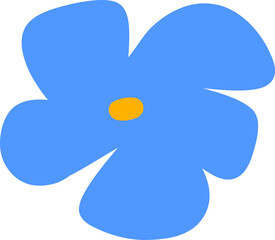Hand Drawn Blue Rounded Petal Flower with Yellow Center for Modern Decor