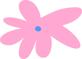 Hand Drawn Pink Star-Shaped Flower with Blue Center for Vibrant Decor