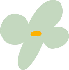 Hand Drawn Green Clover-Shaped Flower with Yellow Center for Unique Patterns